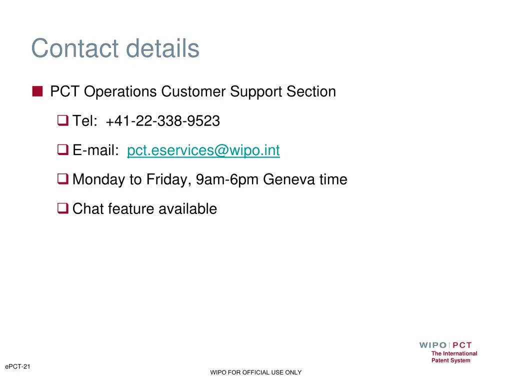 contact details