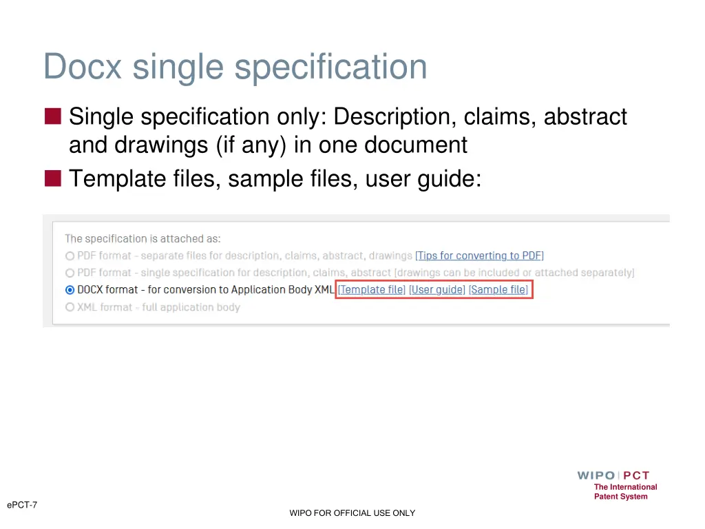 docx single specification single specification