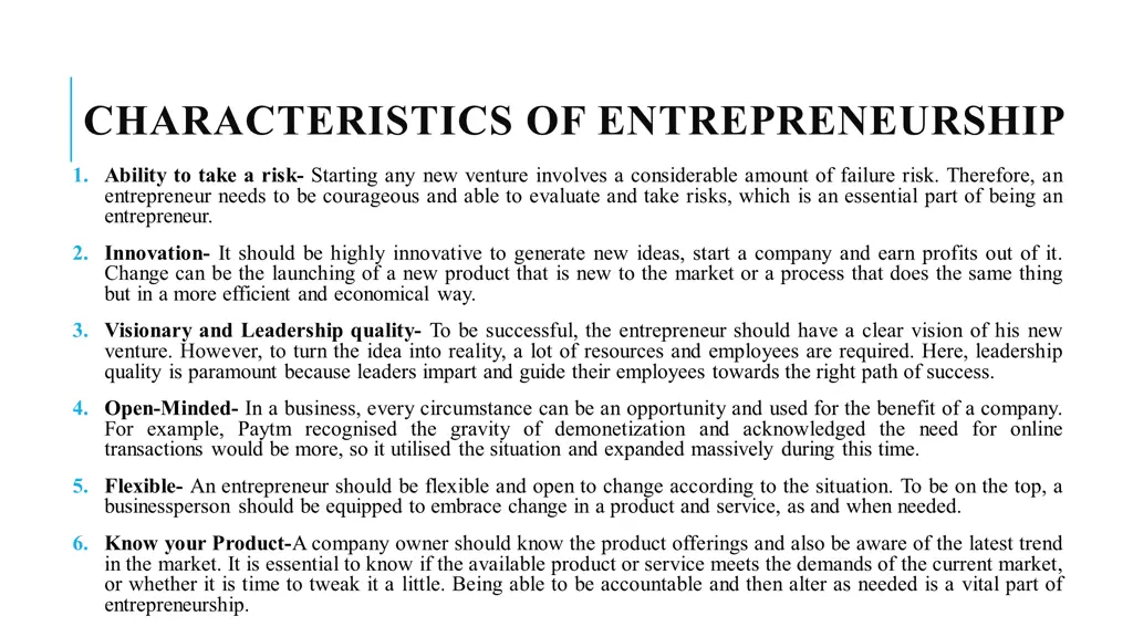 characteristics of entrepreneurship