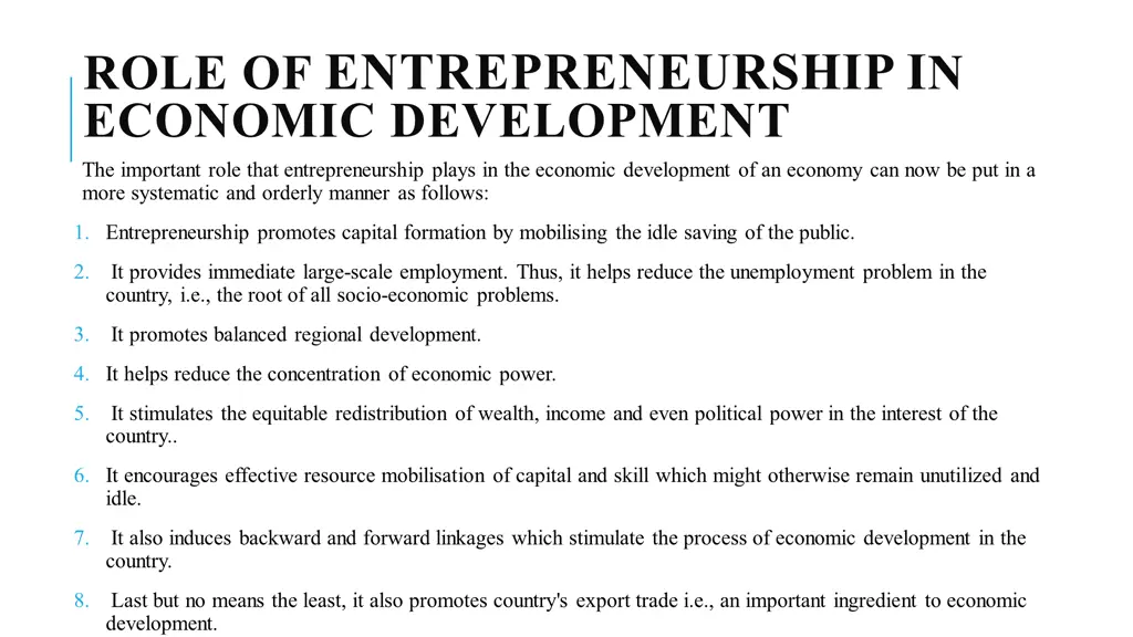 role of entrepreneurship i n economic development