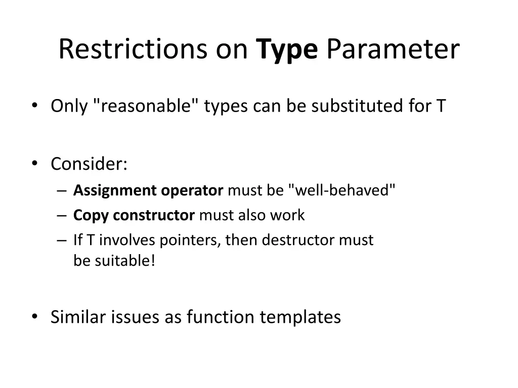 restrictions on type parameter