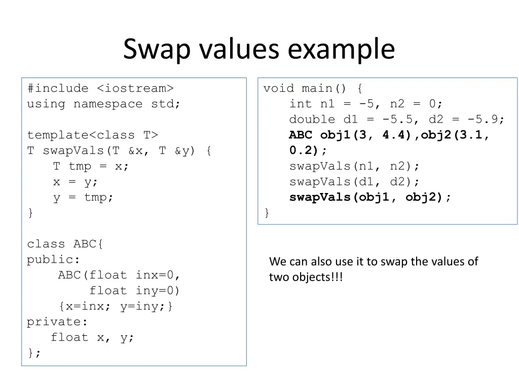 swap values example