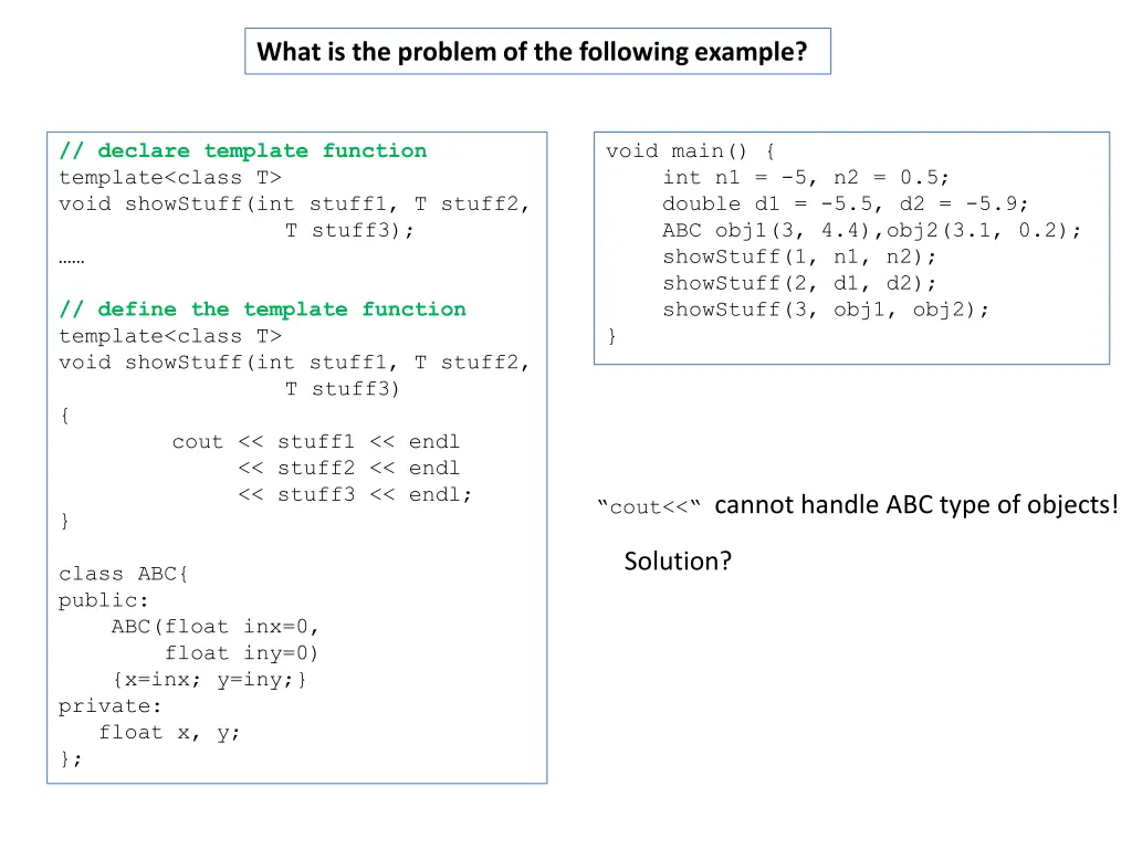 what is the problem of the following example 1