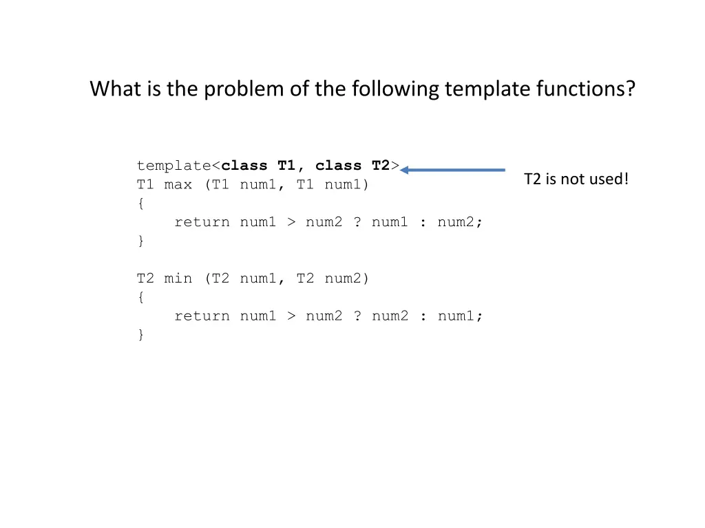 what is the problem of the following template 1