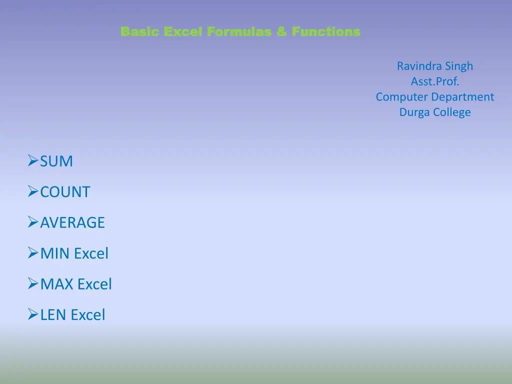 basic excel basic excel formulas functions