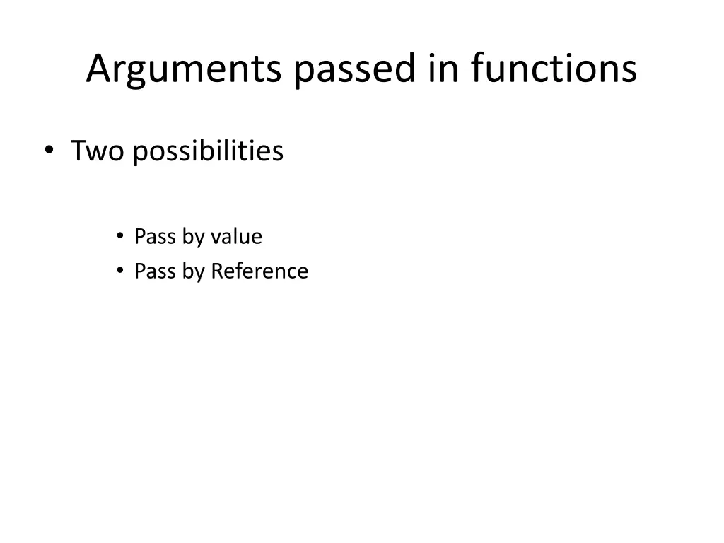 arguments passed in functions