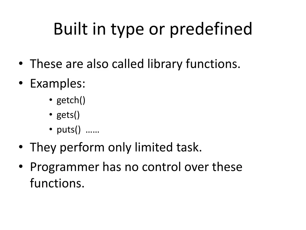 built in type or predefined