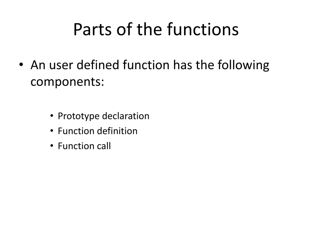 parts of the functions