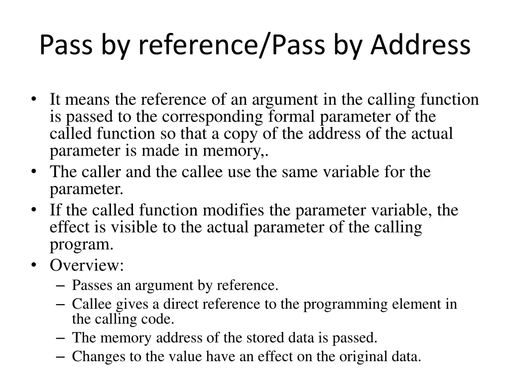 pass by reference pass by address