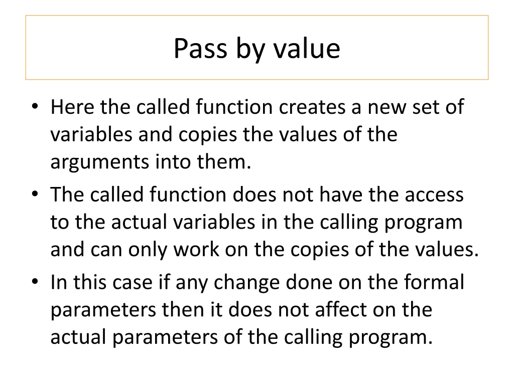 pass by value