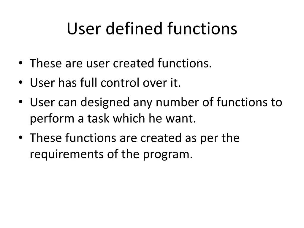 user defined functions