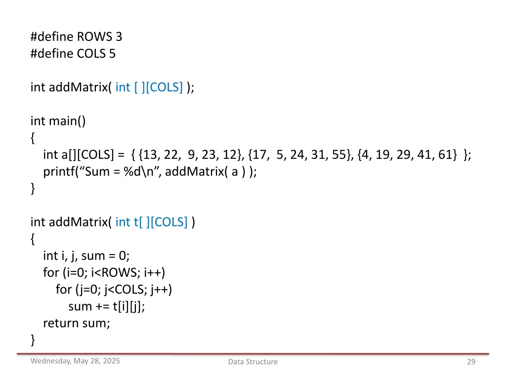 define rows 3 define cols 5