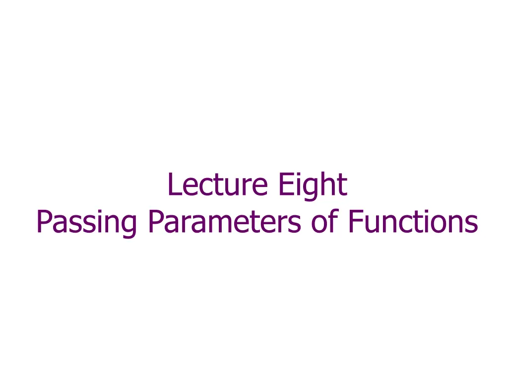 lecture eight