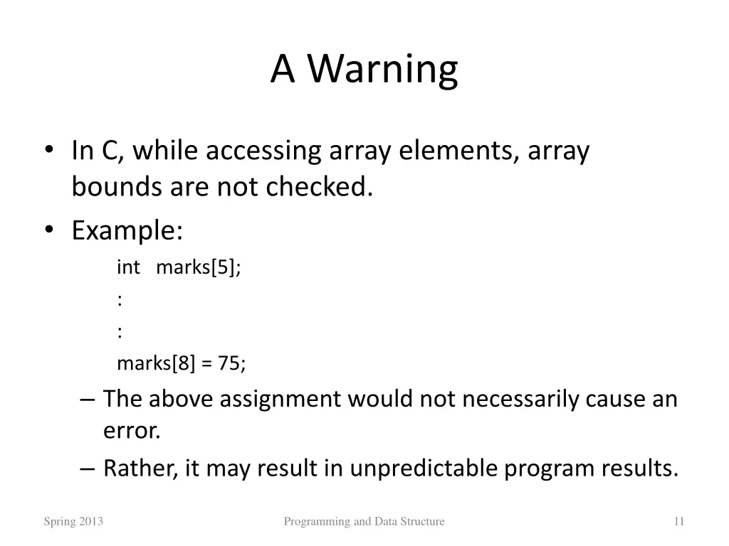 a warning