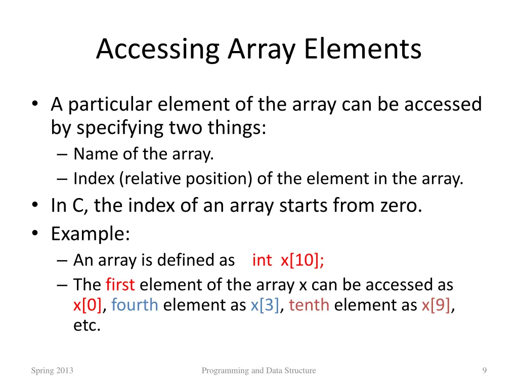accessing array elements