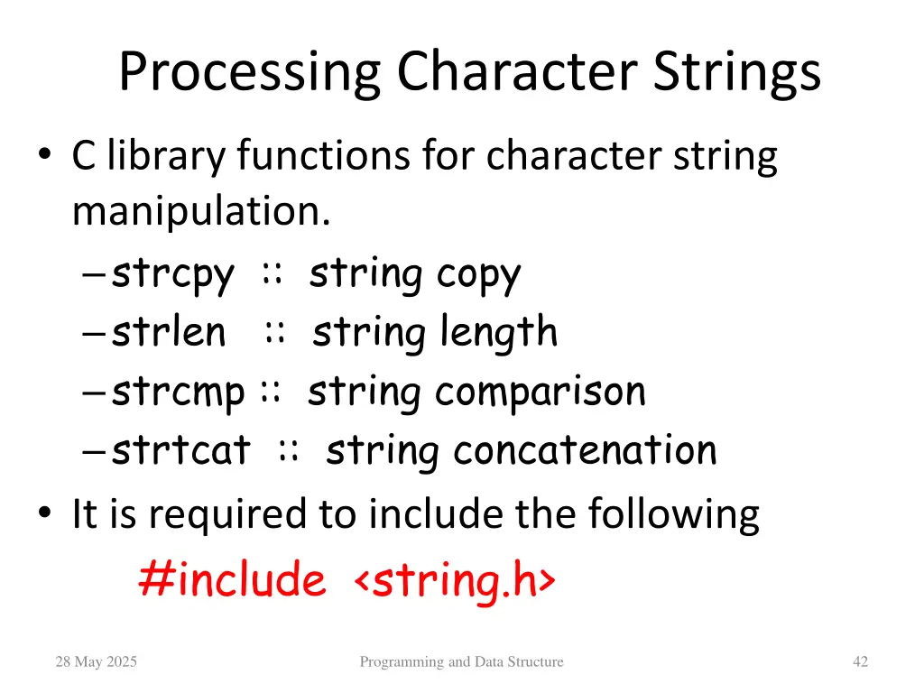 processing character strings c library functions