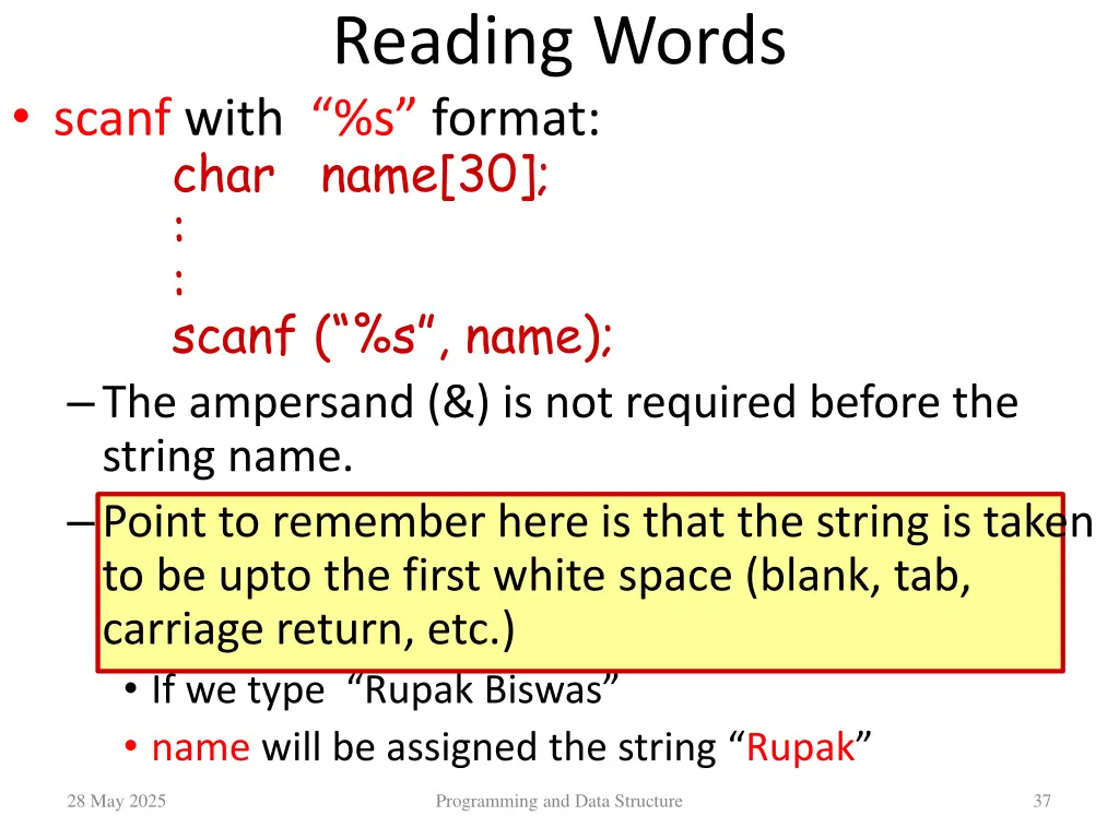 reading words