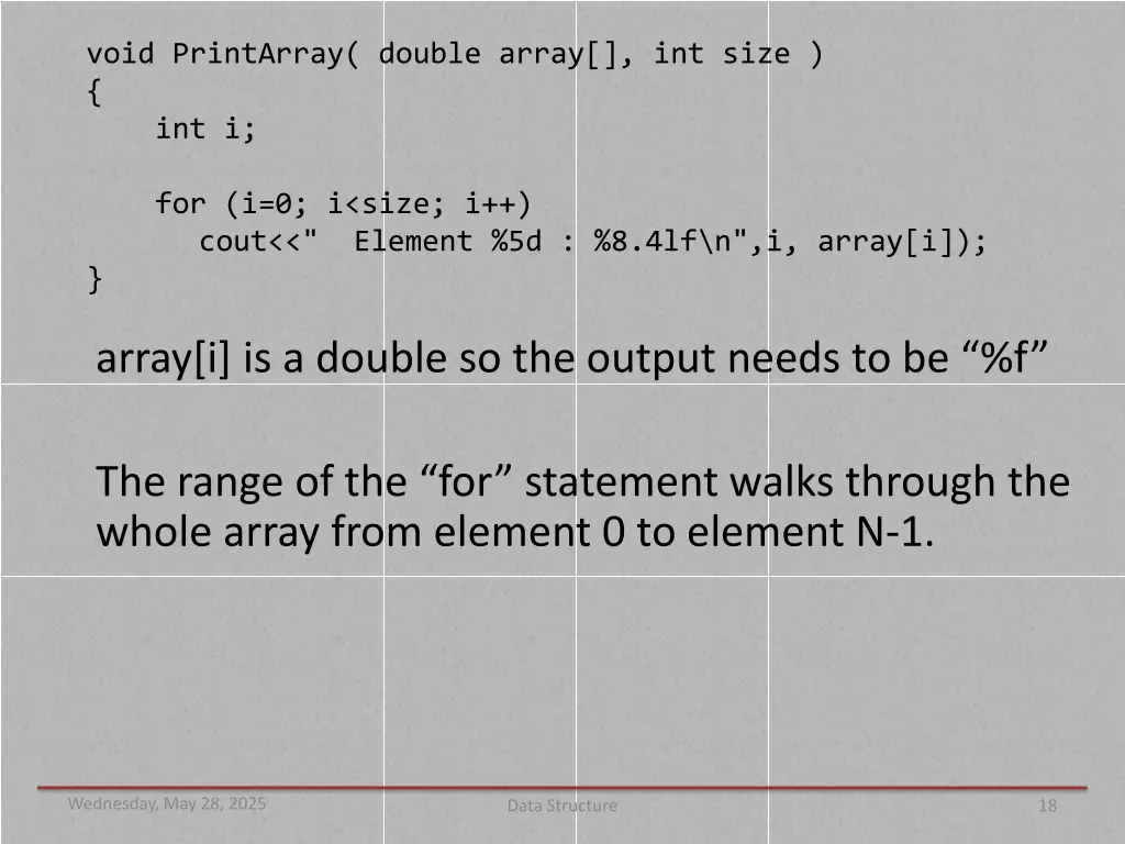 void printarray double array int size