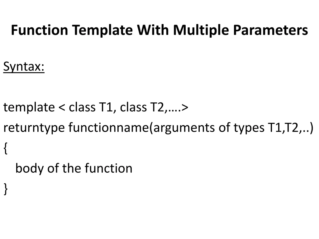 function template with multiple parameters