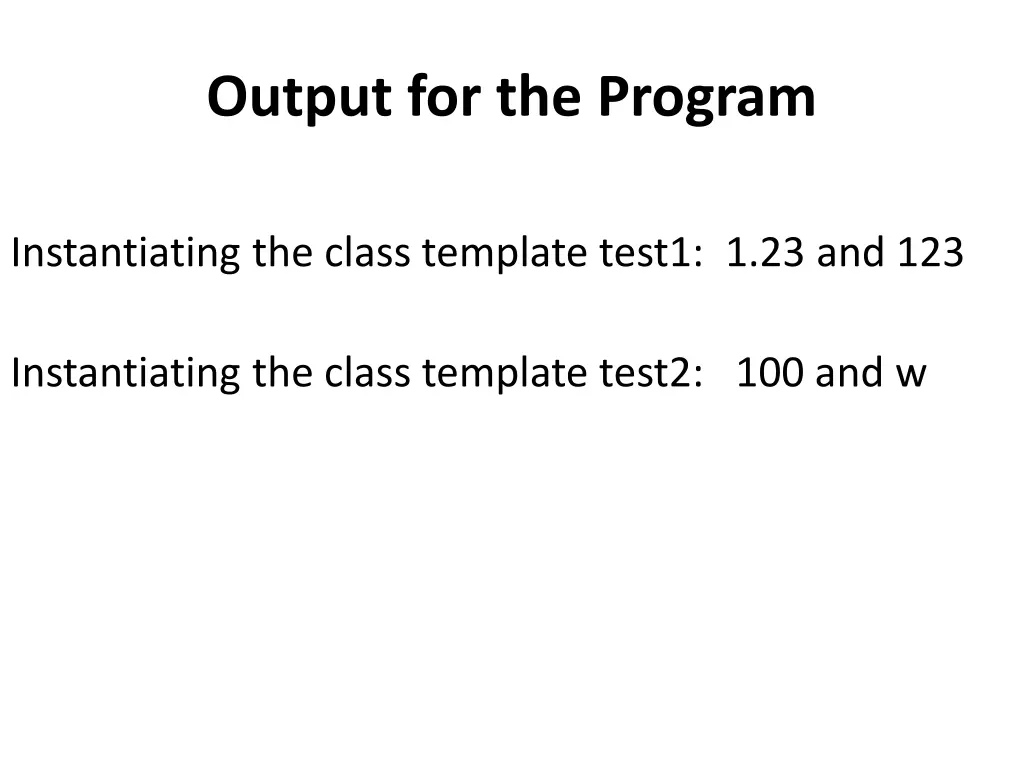 output for the program