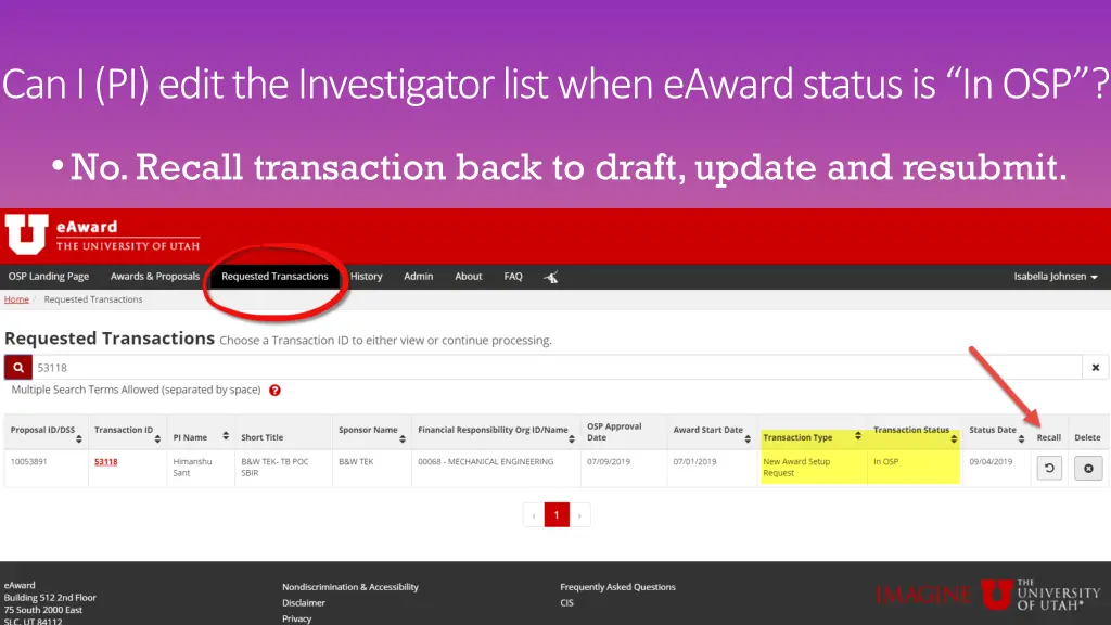 can i pi edit the investigator list when eaward