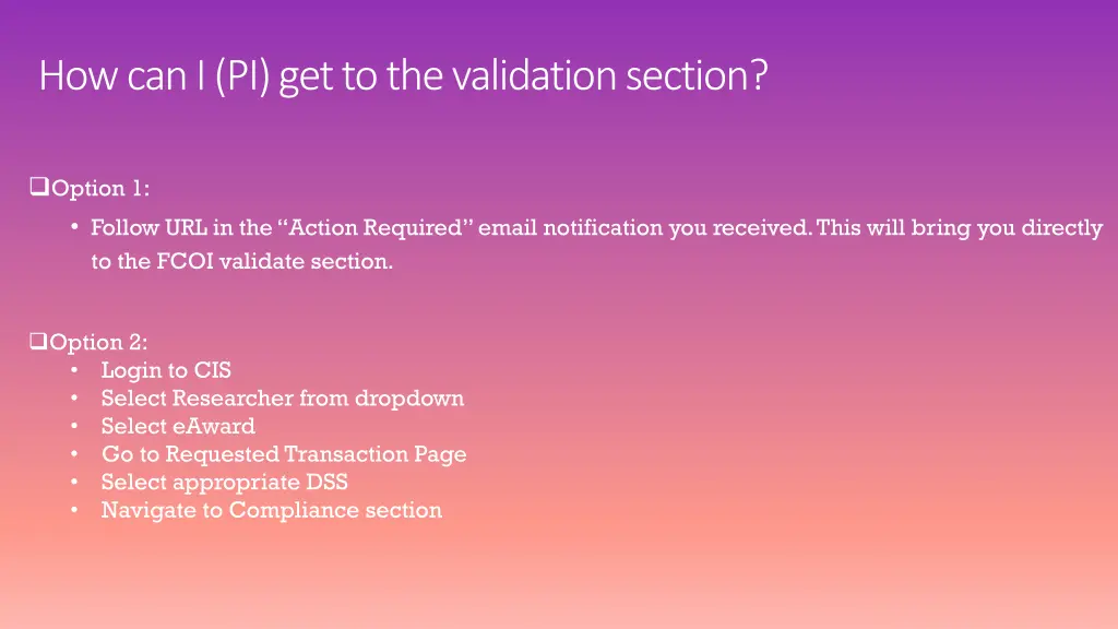 how can i pi get to the validation section