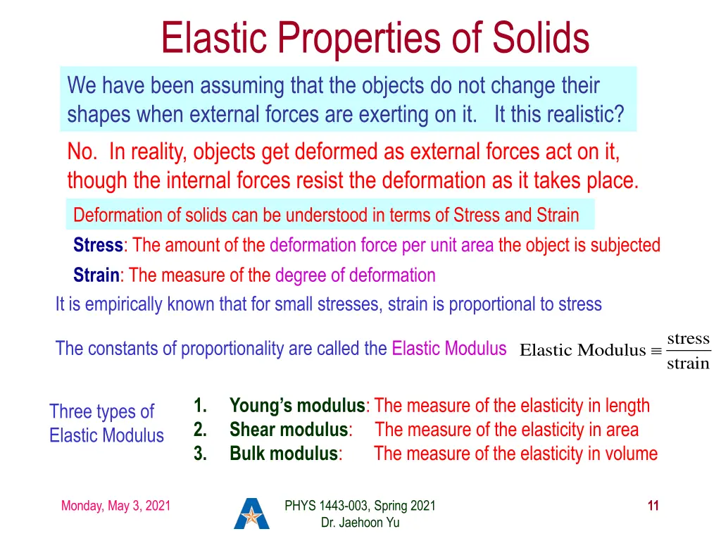 elastic properties of solids we have been