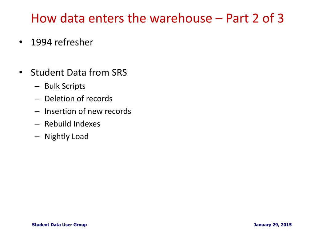 how data enters the warehouse part 2 of 3