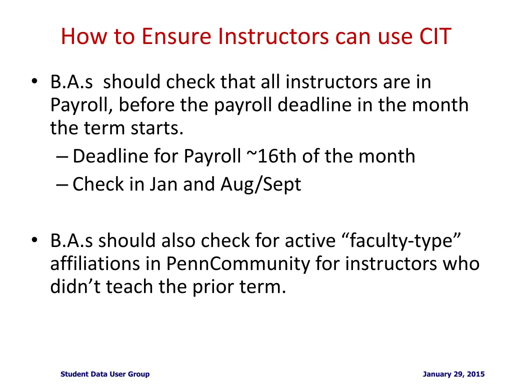 how to ensure instructors can use cit 1