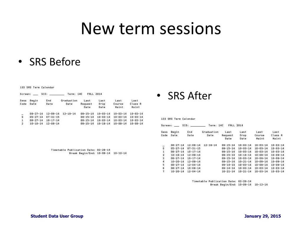 new term sessions