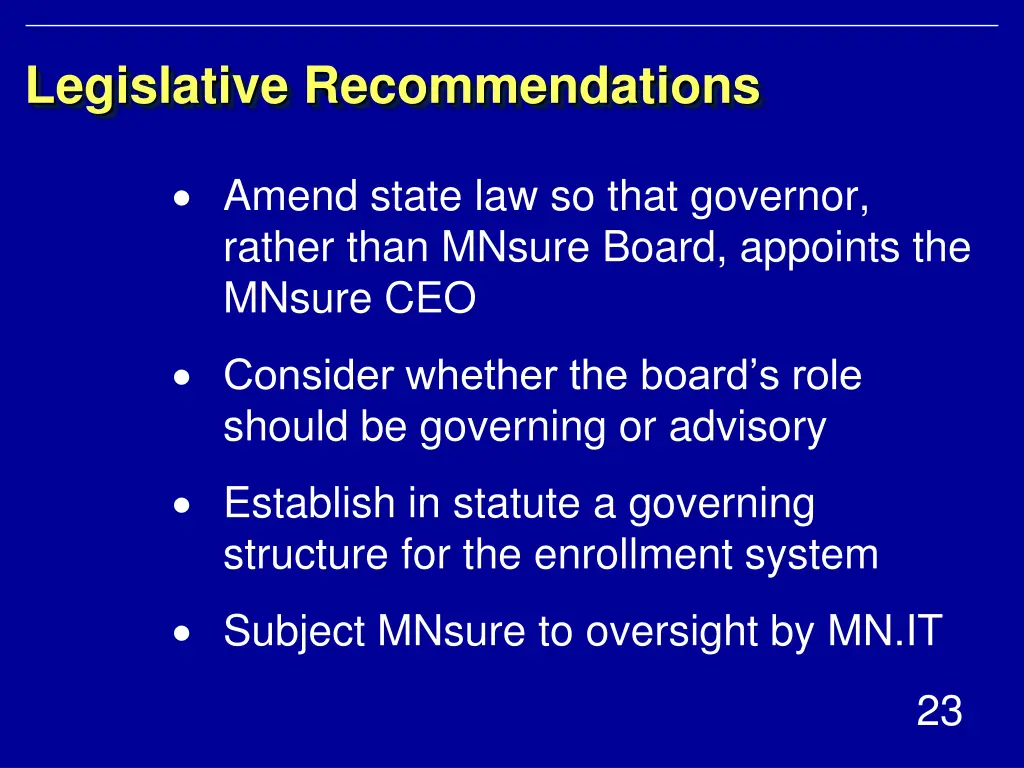 legislative recommendations