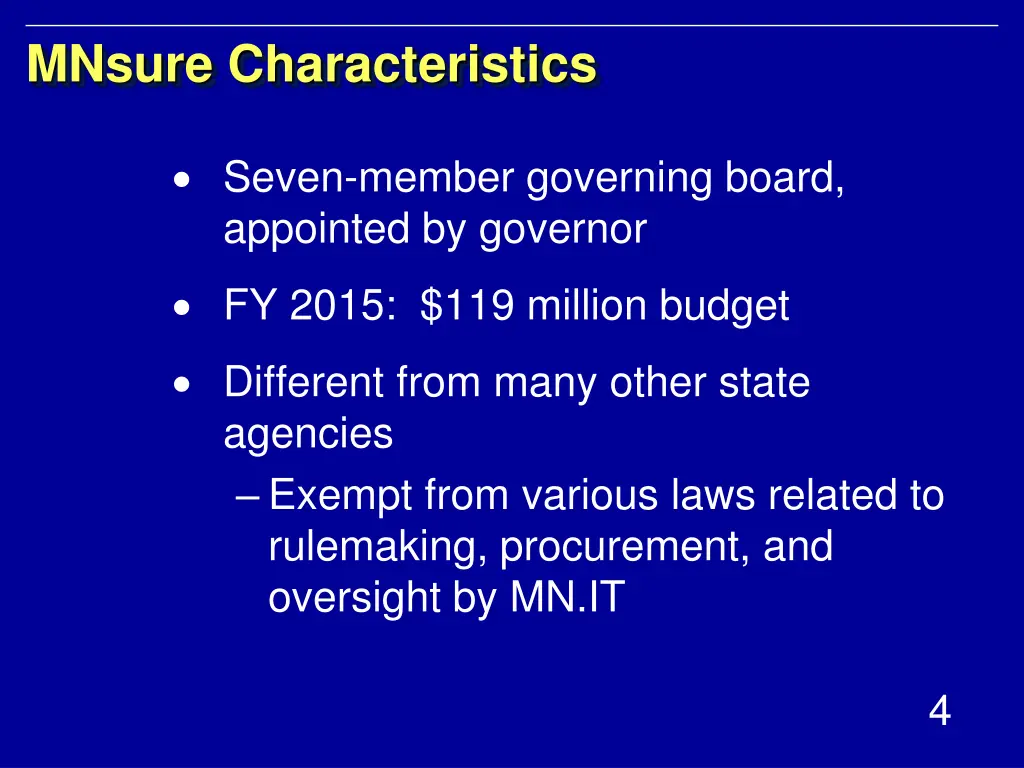 mnsure characteristics