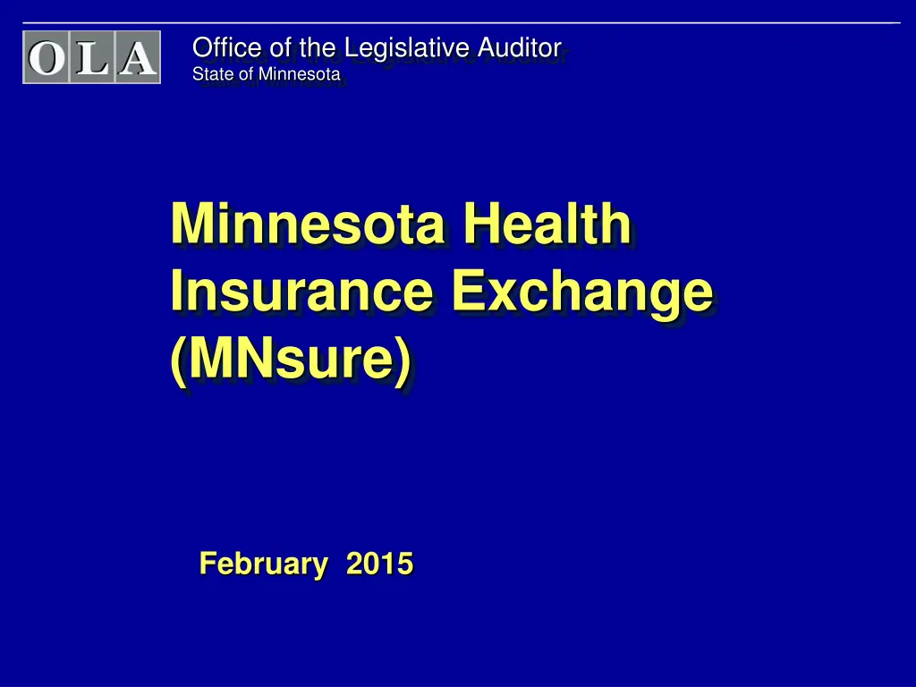 office of the legislative auditor state