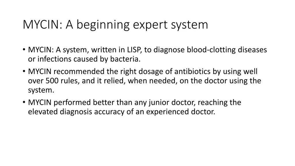 mycin a beginning expert system
