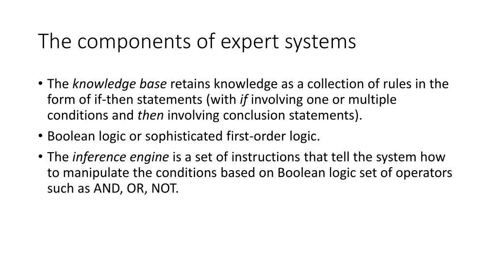 the components of expert systems