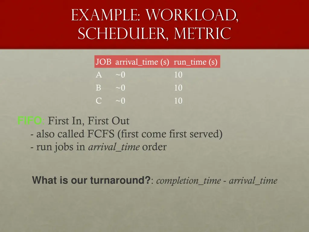 example workload scheduler metric
