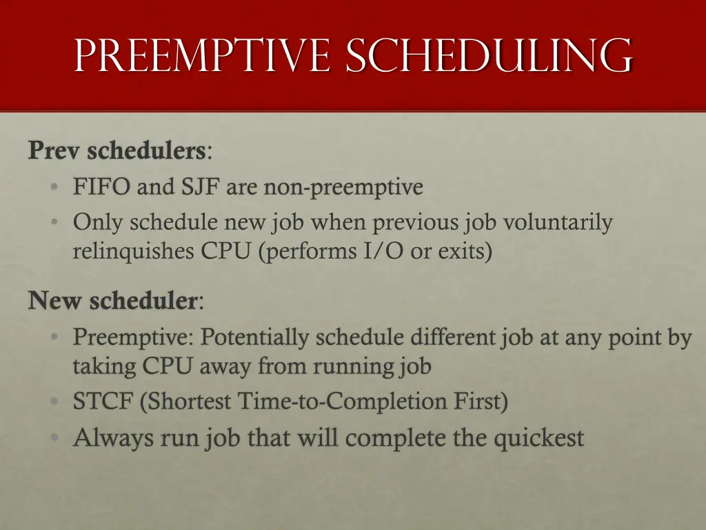 preemptive scheduling