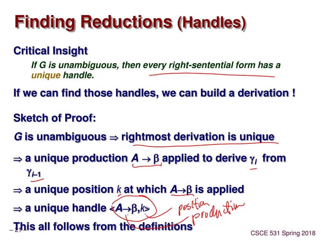 finding reductions handles