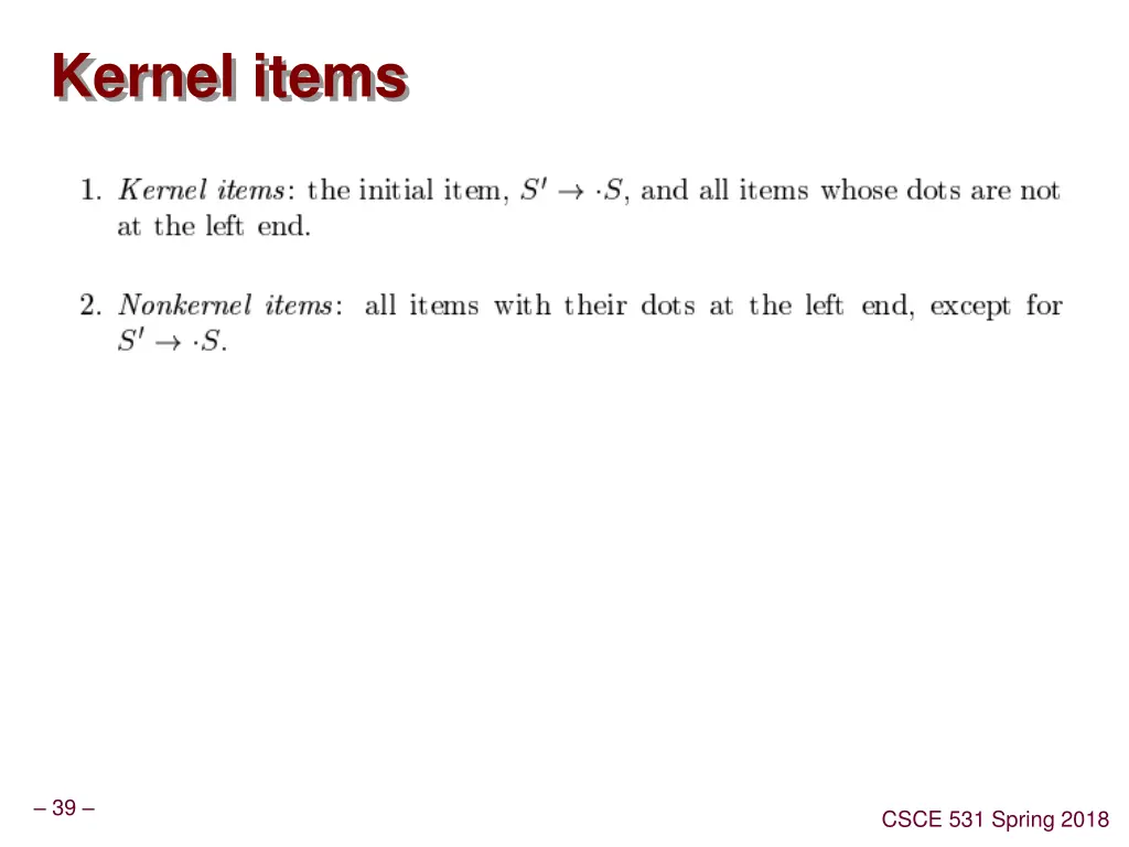 kernel items