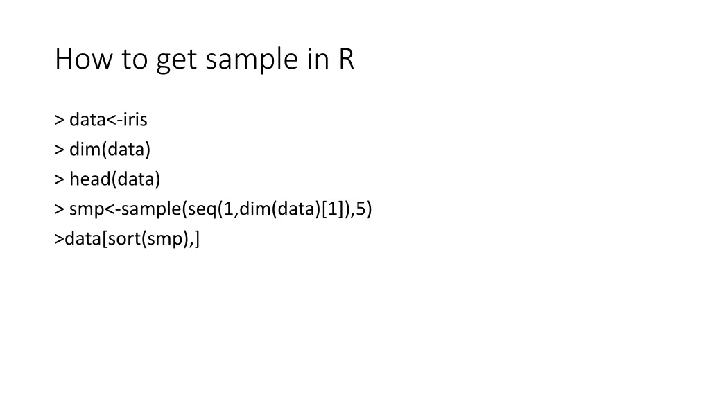 how to get sample in r