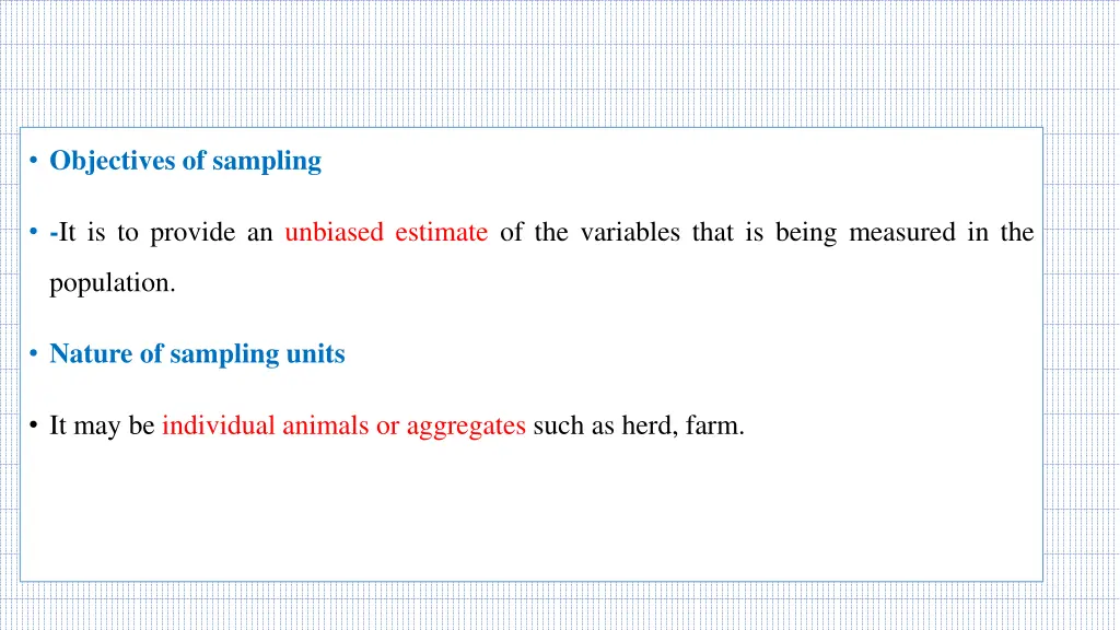 objectives of sampling
