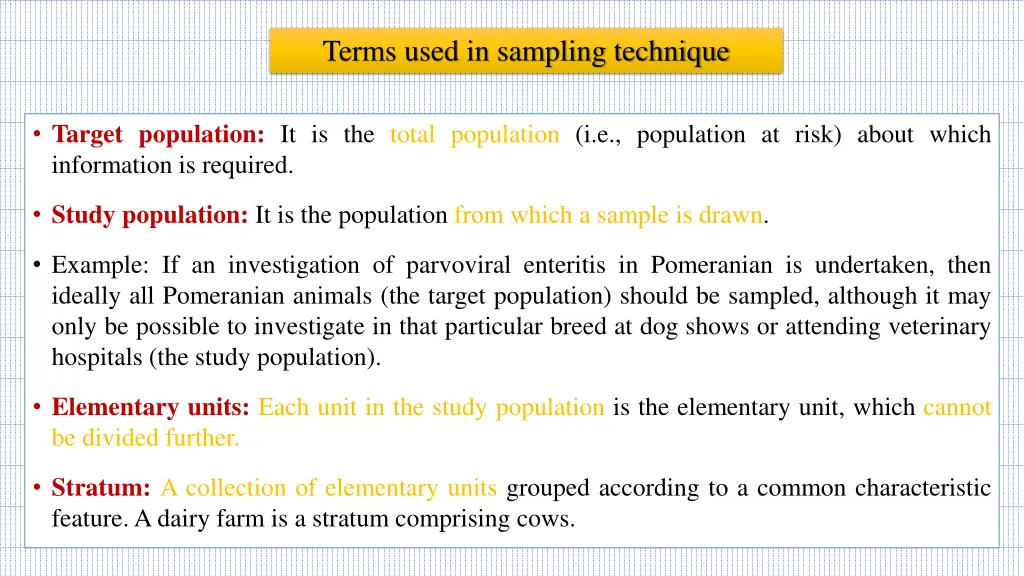 terms used in sampling technique