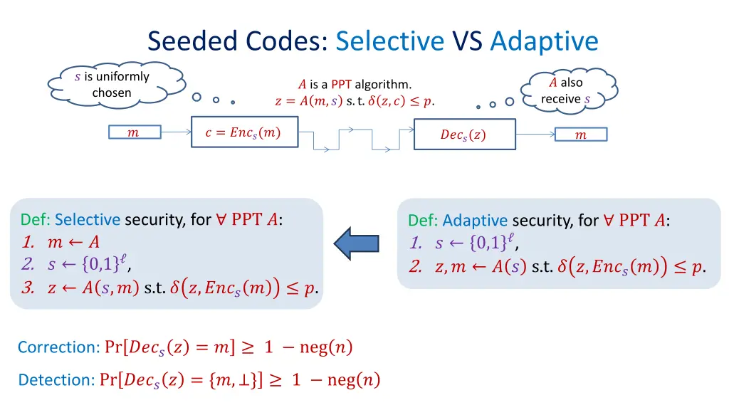 seeded codes selective vs adaptive 1