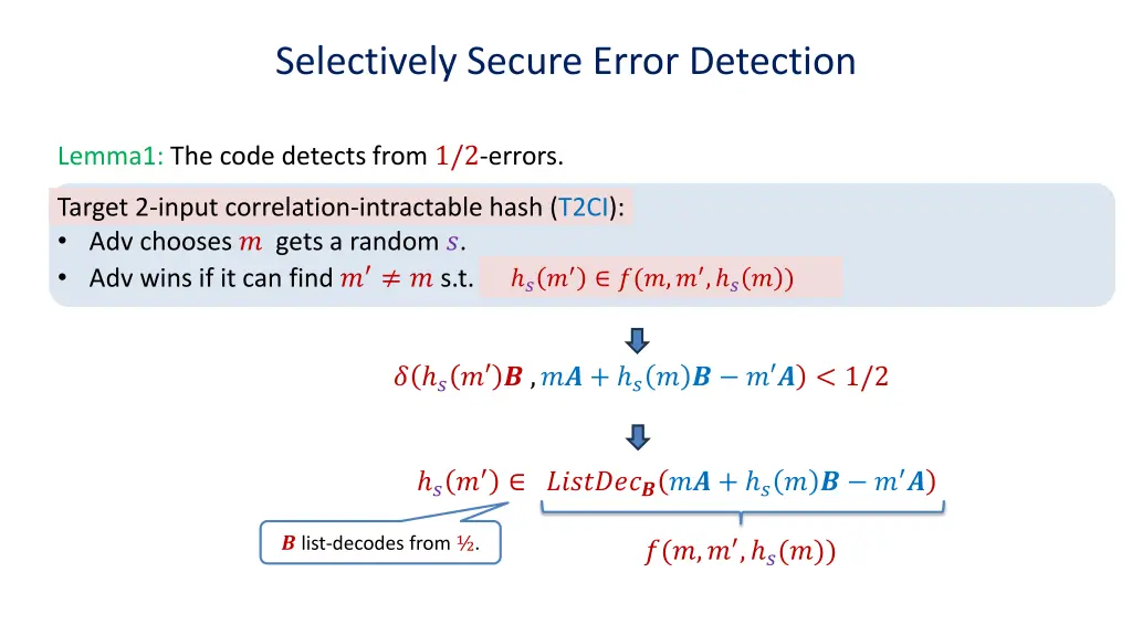 selectively secure error detection 3