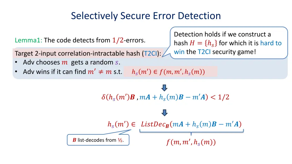 selectively secure error detection 4