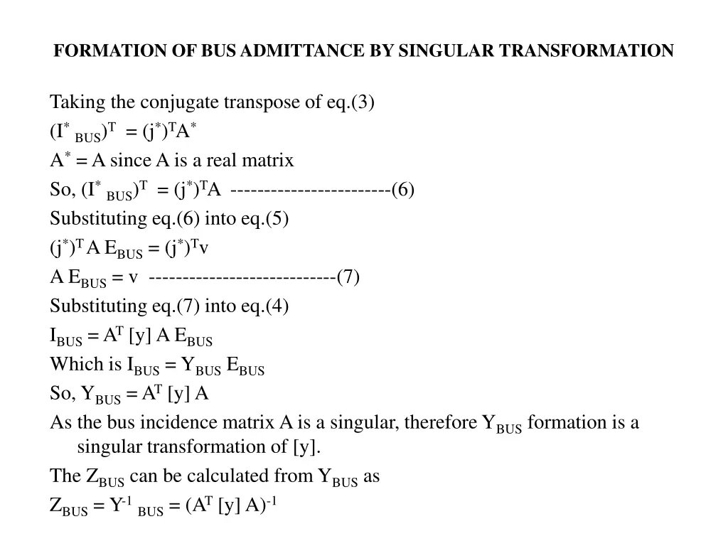 formation of bus admittance by singular 1