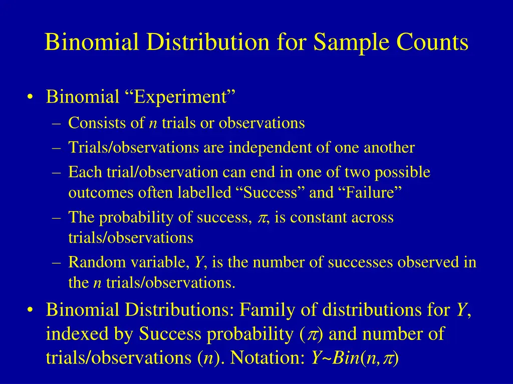 binomial distribution for sample counts