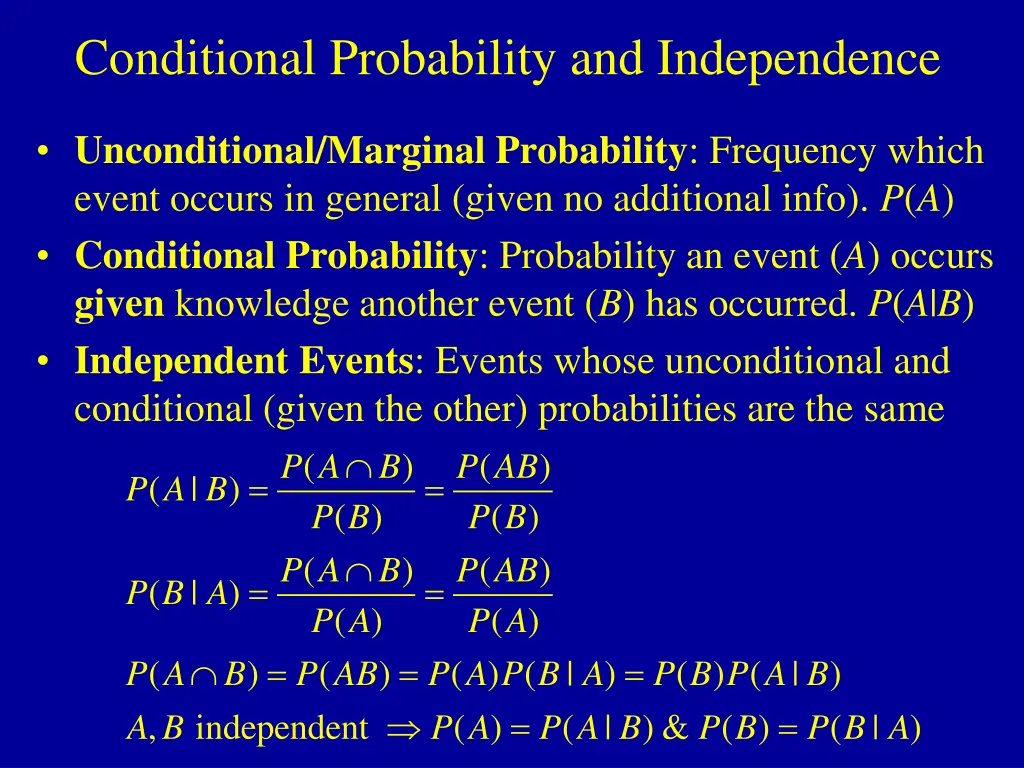conditional probability and independence