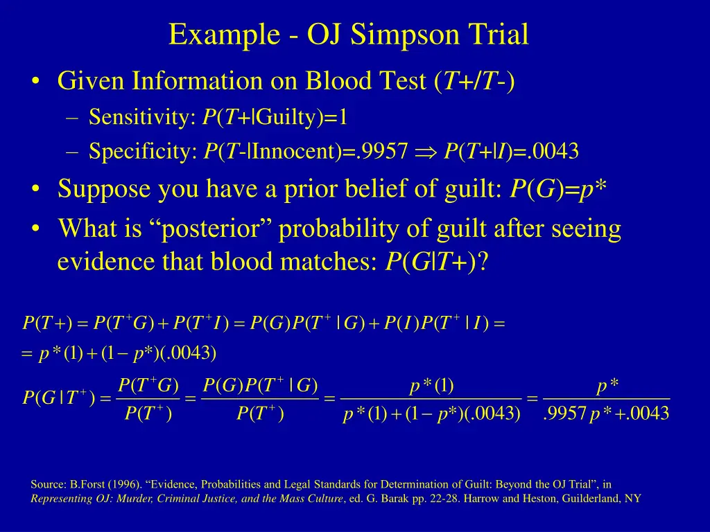 example oj simpson trial given information