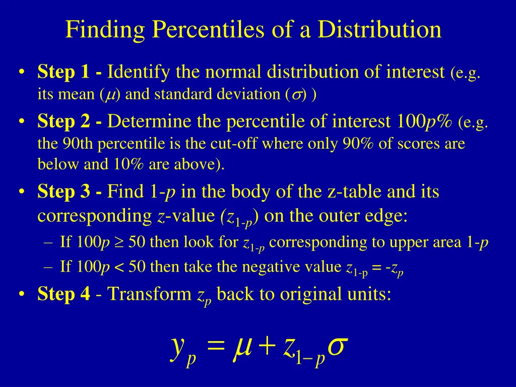 finding percentiles of a distribution